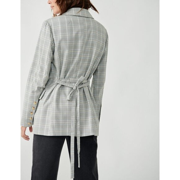 NWT! FREE PEOPLE Olivia Plaid Blazer / Natural Plaid Combo. Size XL - Picture 3 of 7